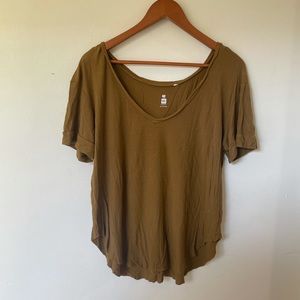 Me To We Olive Oversized Slouchy Wide Neck T-shirt